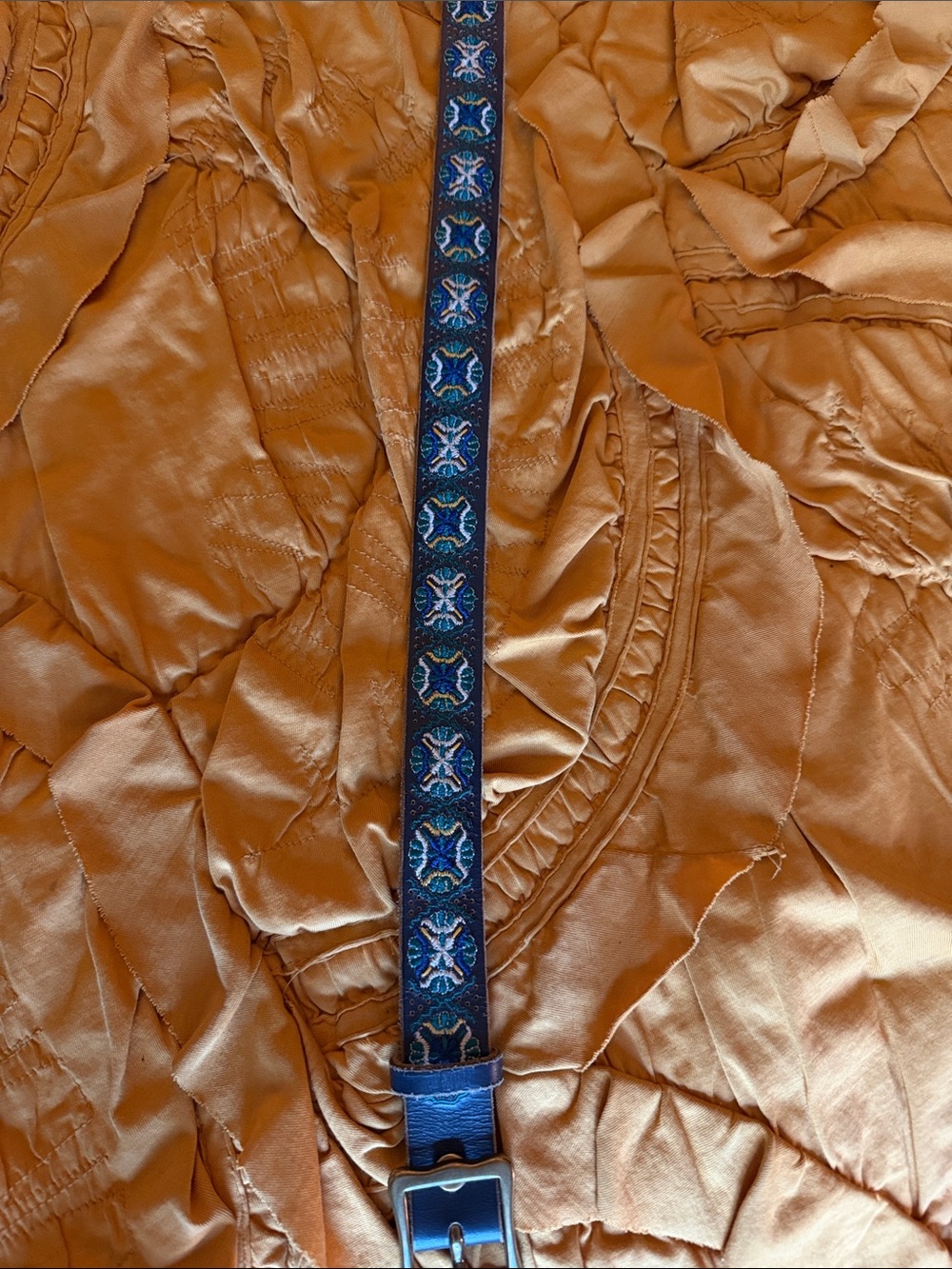 Lucky Brand Embroidered Navy Leather Belt - Classic Blue Style - Picture 2 of 3